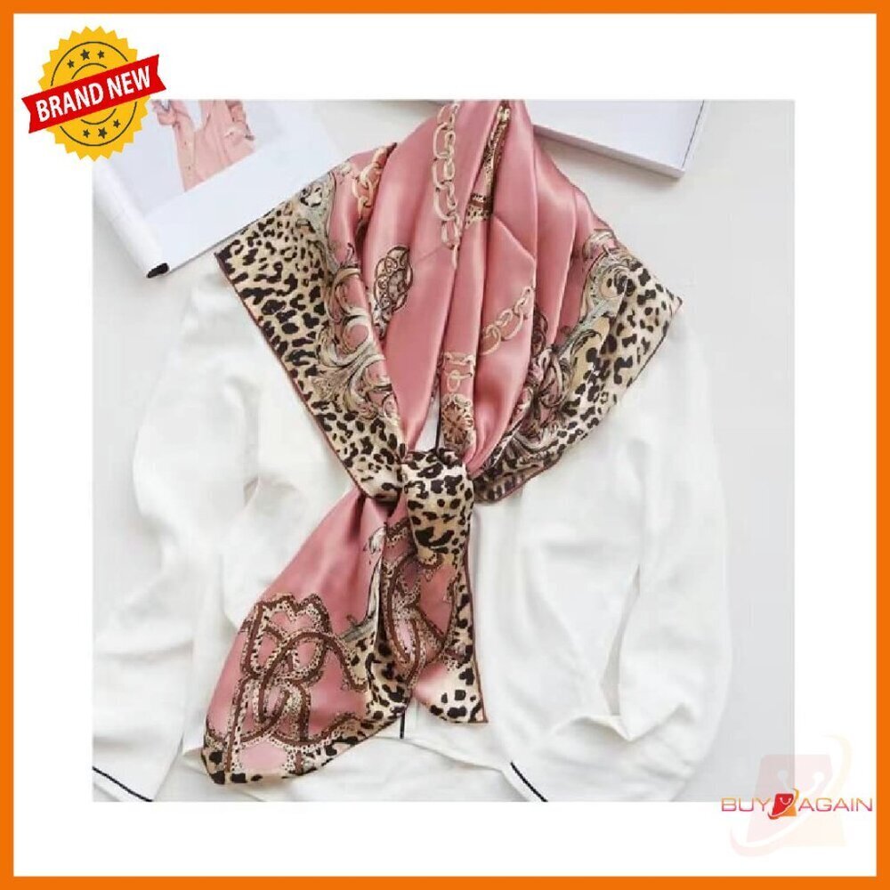 Large 43" Silk Square Scarf Shawl Head Wrap Versatile Accessory - Picture 7 of 8